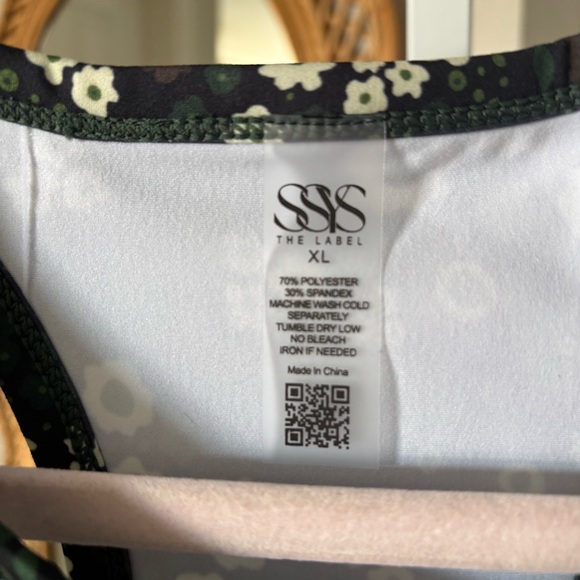 SSYS / NWT Green Neutral Floral Longline Sports Racerback Tank Bra - Picture 6 of 6
